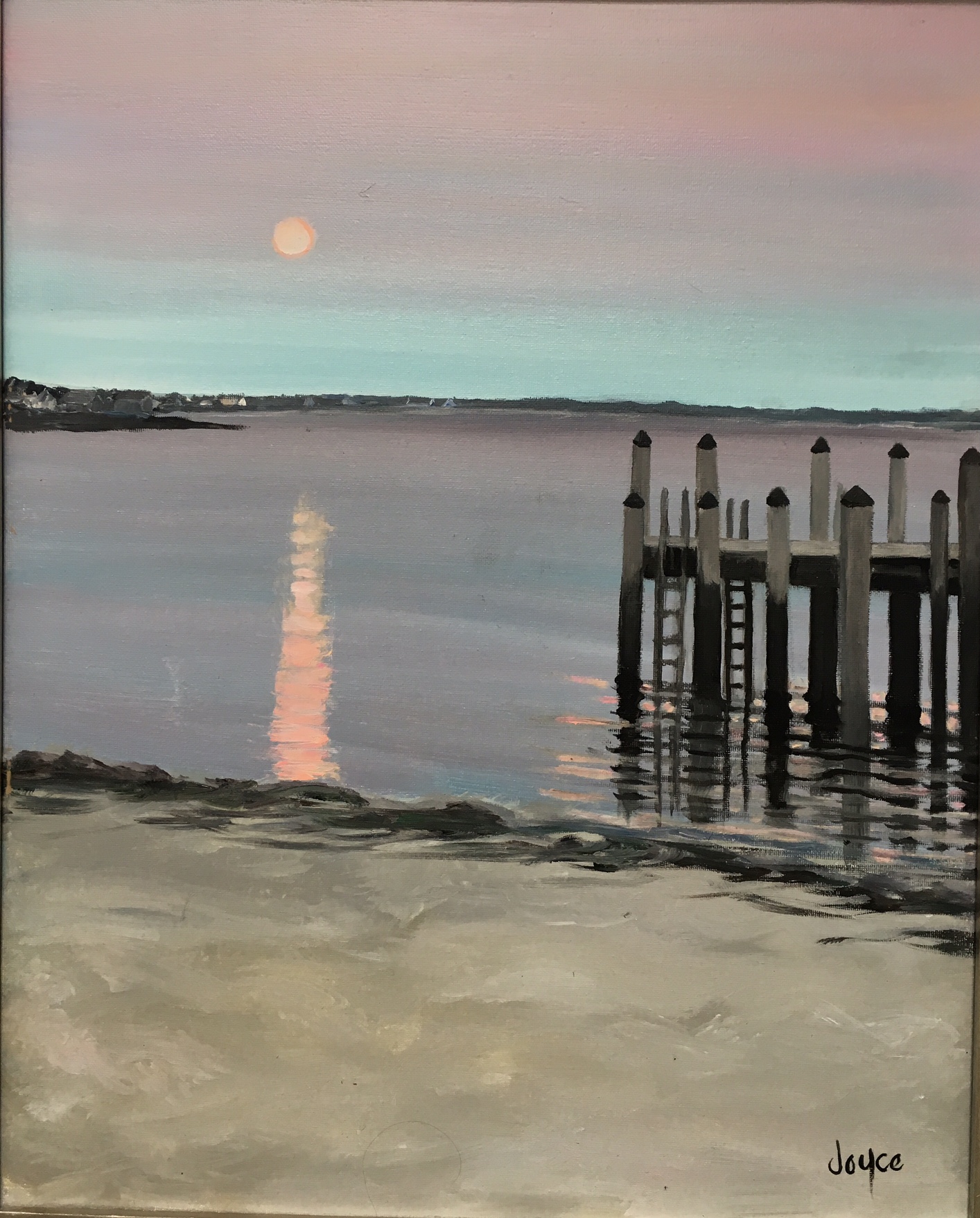 Moonrise over Hyannis Harbor - Original art by Joyce Frederick Moonrise over Hyannis Harbor - Original art by Joyce Frederick