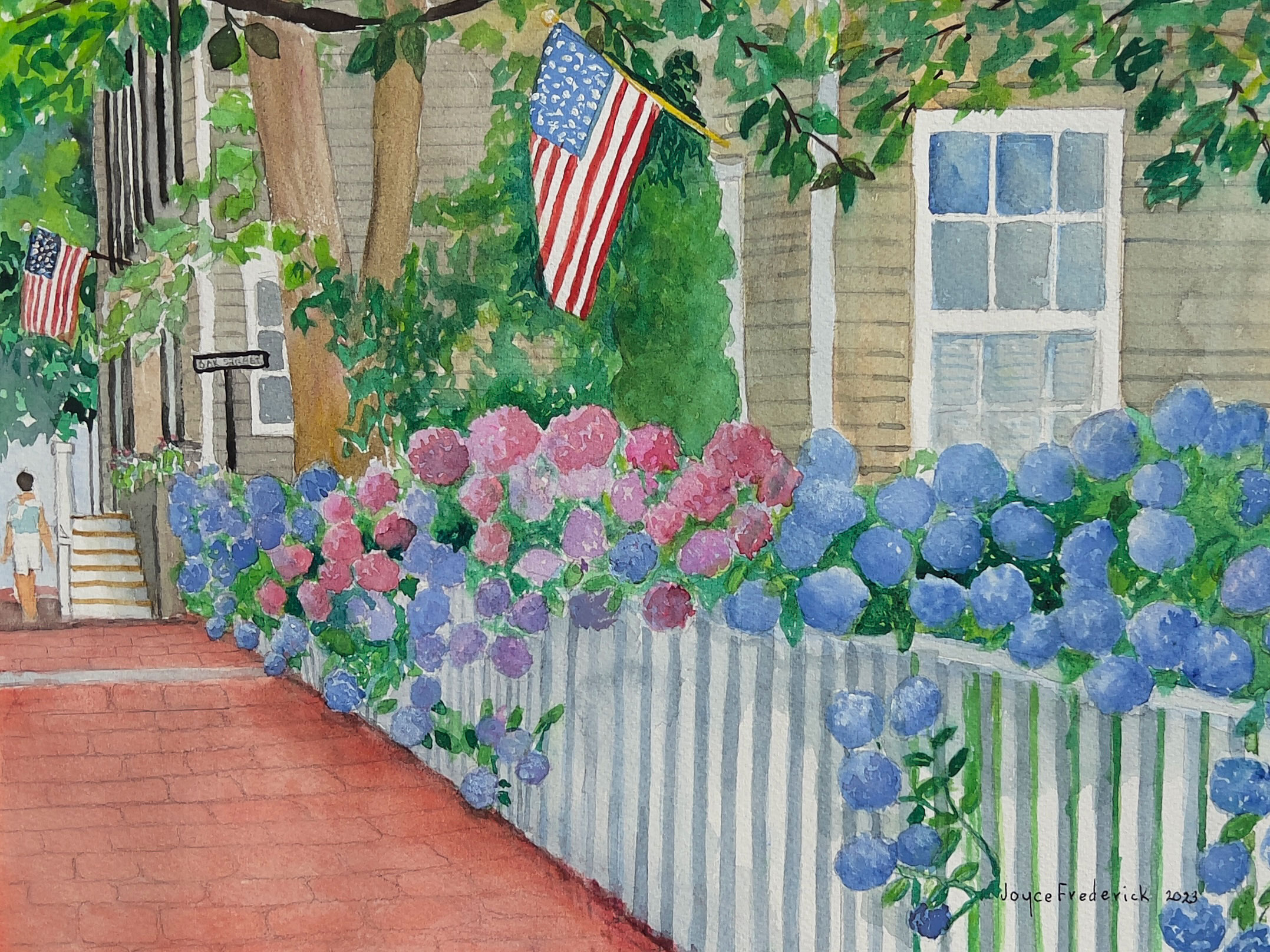 Oak Street, Nantucket painting by Joyce Frederick Oak Street, Nantucket painting by Joyce Frederick
