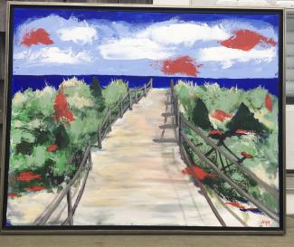 Bicycle Beach - painting by Joyce Frederick