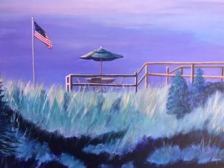 Cape Cod Umbrella II - Original art by Joyce Frederick 